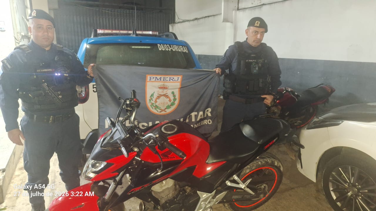 Motocicleta roubada durante a madrugada é recuperada horas depois em Ururaí, em Campos